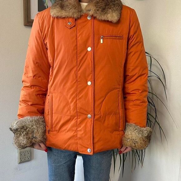 Ellen Tracy Duck Down Puffer Jacket with Chinese Rabbit Fur Collar and Sleeves - Picture 8 of 13